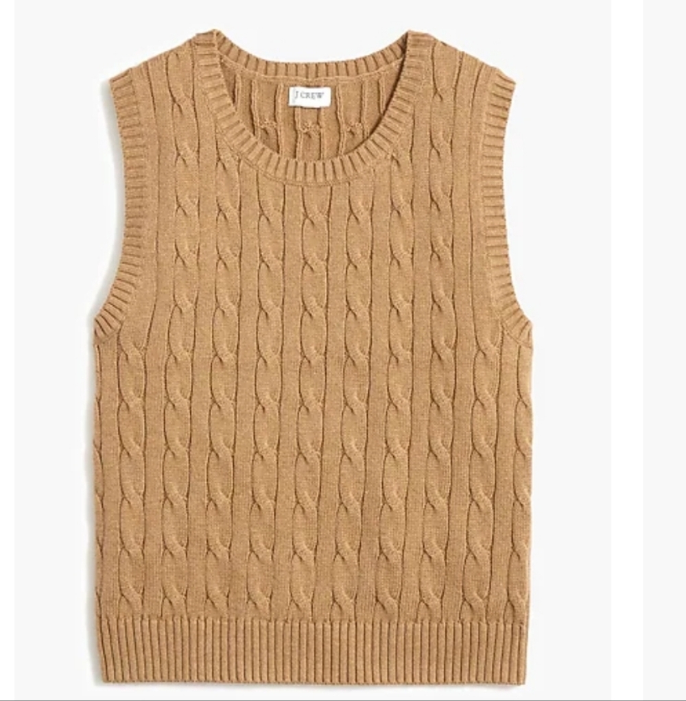 J. Crew Women's Taupe Cable Knit Sweater Vest Size Medium